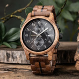 Montre en bois pour hommes BOBO BIRD chronographe montre-bracelet avec aiguilles lumineuses montres en bois cadeau d'anniversaire pour lui Bobobird-Paris