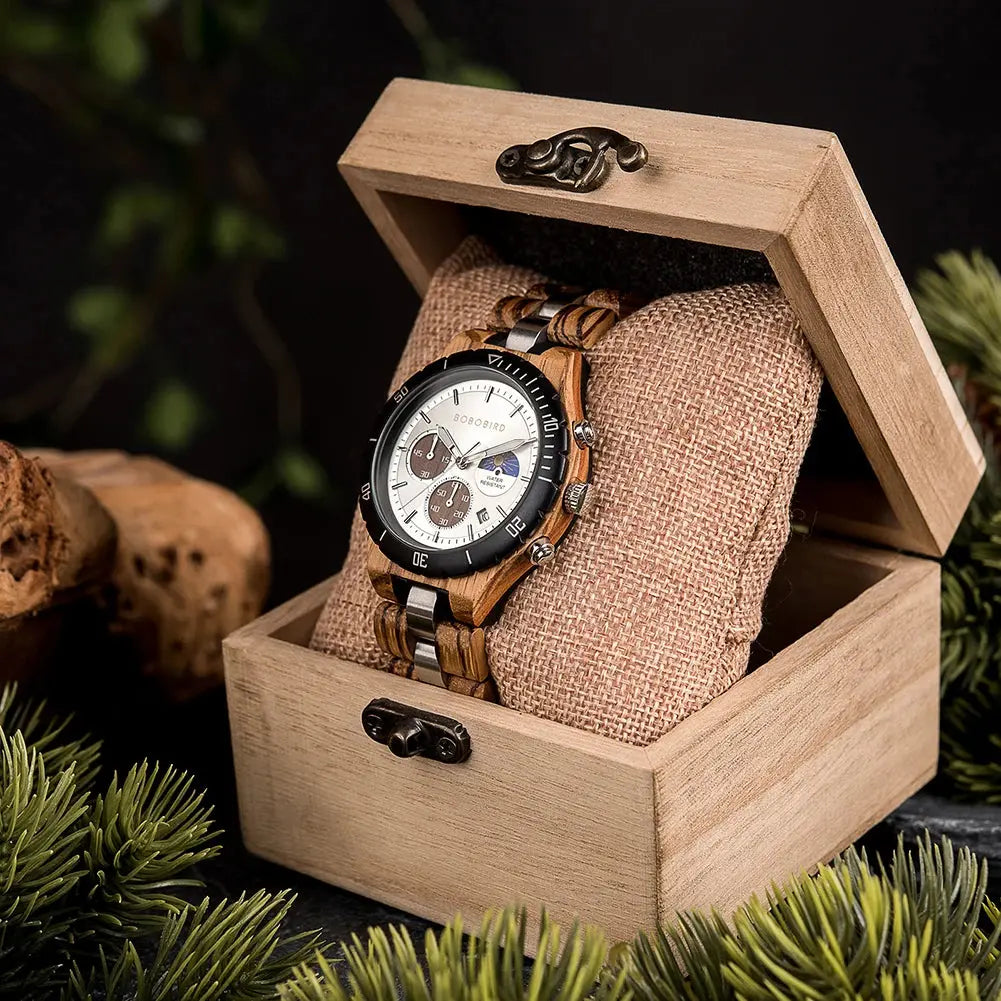 BOBO BIRD-Montre-bracelet à Quartz en Bois pour Homme, Chronographe, Boîte Cadeau Personnalisée bobobird