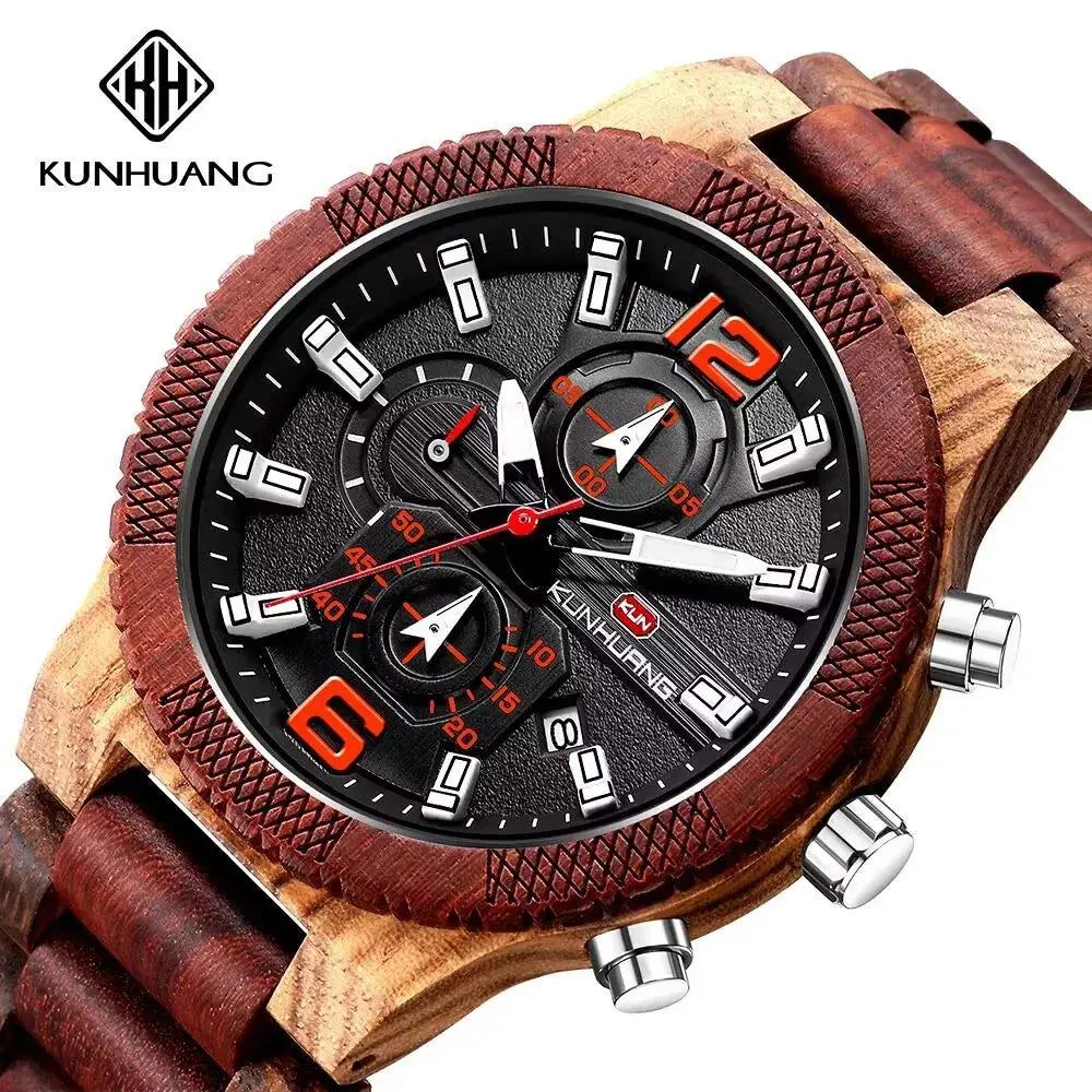 Montres en bois pour hommes montre en bois multi-fonction lumineuse de luxe montre rétro à Quartz pour hommes montres de Sport de mode Relogio Bobobird-Paris